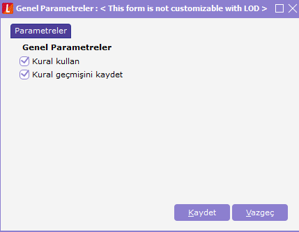 e-Devlet Genel Parametreler ekranı — Kural Kullan ve Kural Geçmişini Kaydet seçenekleri
